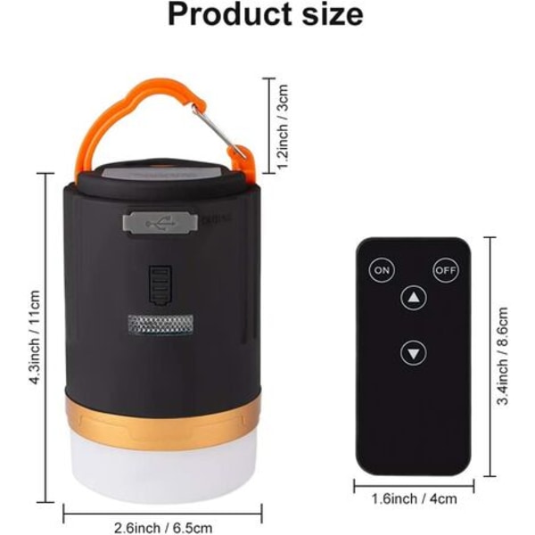 Camping Lantern LED Camping Lantern 4800mAh Uppladdningsbart batteri tältlampor, vattentät, magnetisk bas, 3 ljus Mo