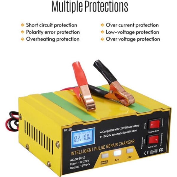 12V24V batterioplader Intelligent pulsreparationsoplader med elektronisk display MF-2B europæisk standard