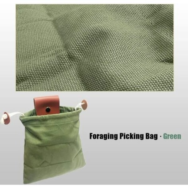 Outdoor Food Collection Bag - Canvas Fruit Harvest Bag for camping, fotturer, jakt, sammenleggbar, grønn