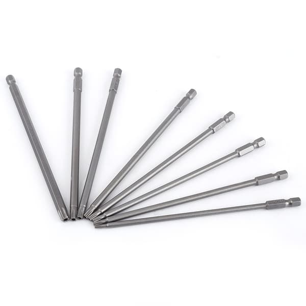 8 stk. magnetisk skruetrækkersæt med 150 mm S2 stål stjernebits