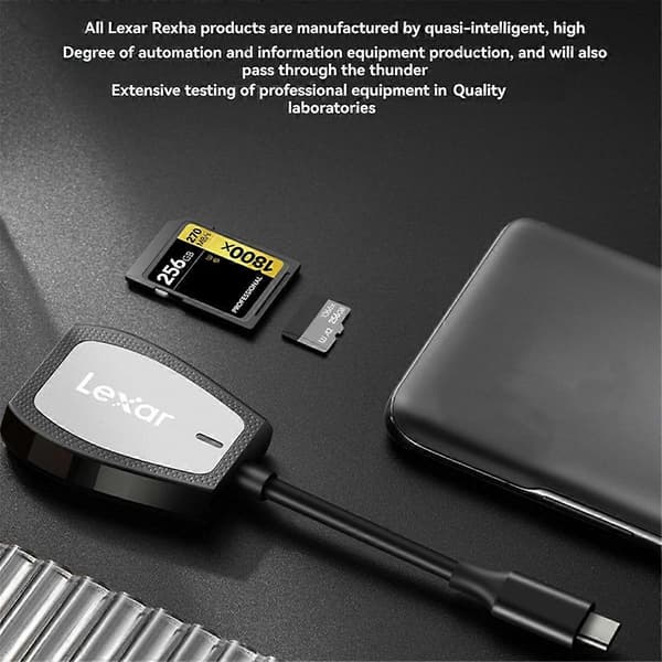 Lexar 470U USB 3.2-kortläsare Typ C till SD/Micro-SD/TF-adapter