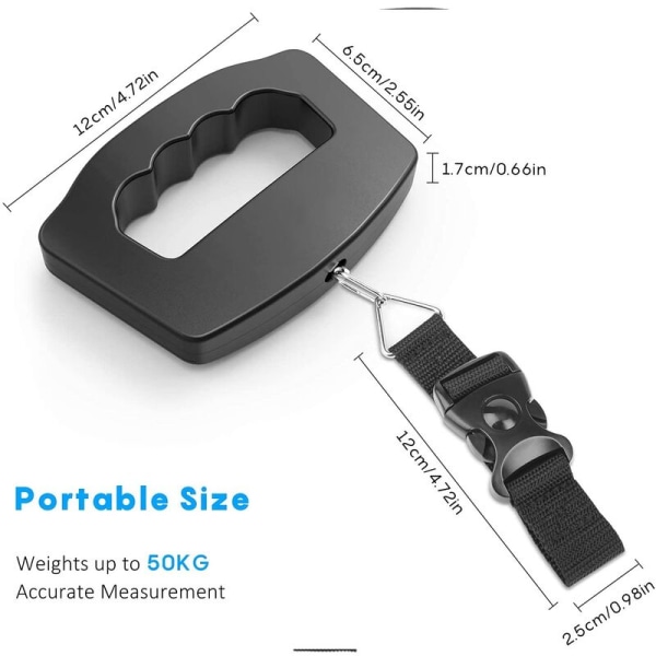 Elektronisk bagagevægt Maks. 50 kg bærbar digital vægt til bagagerejser