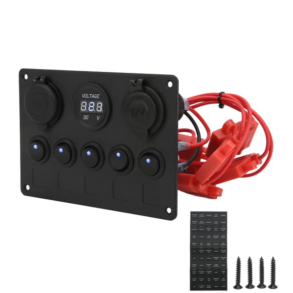 12V 24V 5-posisjons rundt vippebryterpanel Dobbel USB-lader Overopphetingsbeskyttelse Marine båtbryterpanel