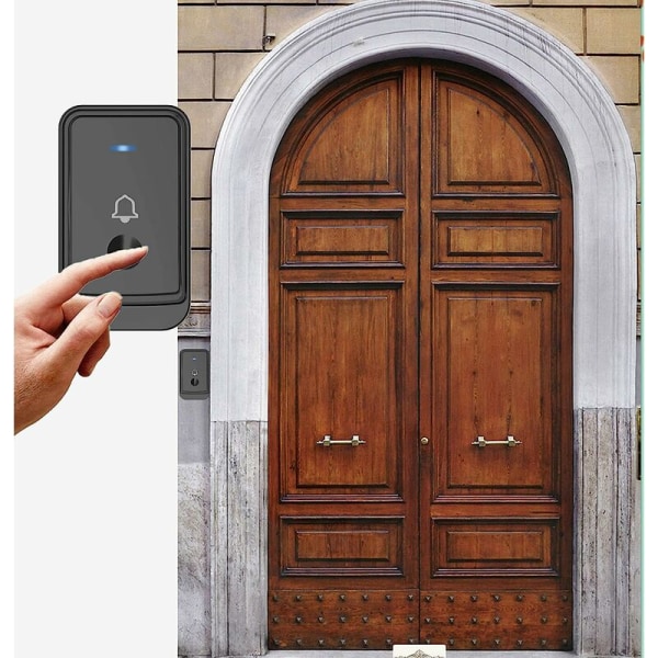 Musta yksittäinen vastaanotin + musta yksi yhteen set langatonta ovikellomusiikkia Smart Doorbell -kaukosäädin ovikello