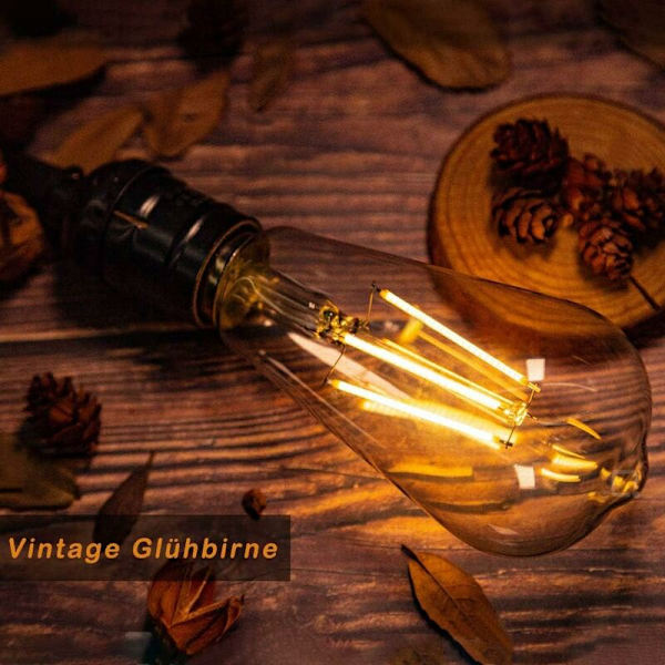 6 set Vintage E27 LED-hehkulamppuja, 6W (korvaa 60W), Retropolttimo ihanteellinen nostalgiseen ja retrovalaistukseen, lämmin
