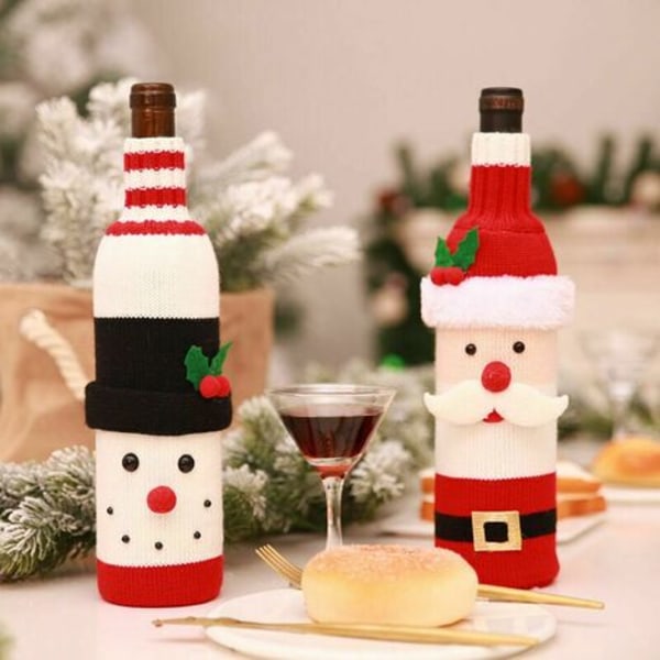 Cisea 2stk Jute-champagneflasker,Original Juledesign Snemandskarakter Julegaveideer LYCXAMES