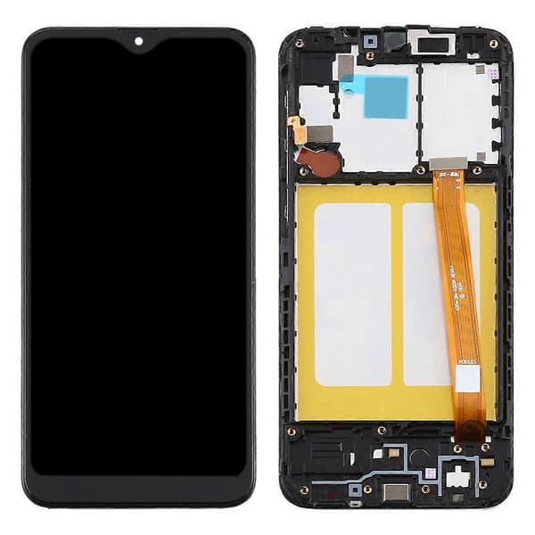 TFT LCD-skærm til Samsung Galaxy A20e Digitizer Komplet samling med ramme (sort) Svart