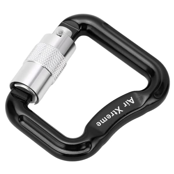 20KN Auto Locking Klätterkarbinhake Clips Twist Lock Lättviktskarbinhakar för Bergsklättring D Formad Svart