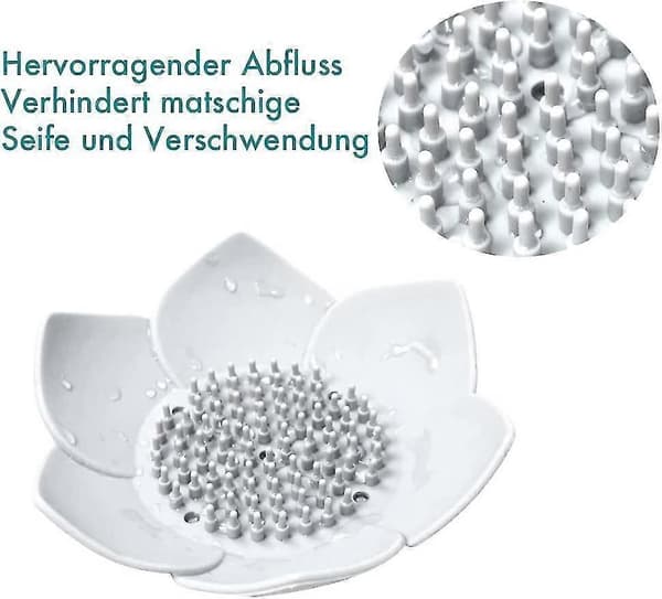Blomma Silikon Tvålfat - 2-pack Tvålhållare (vit och grå)