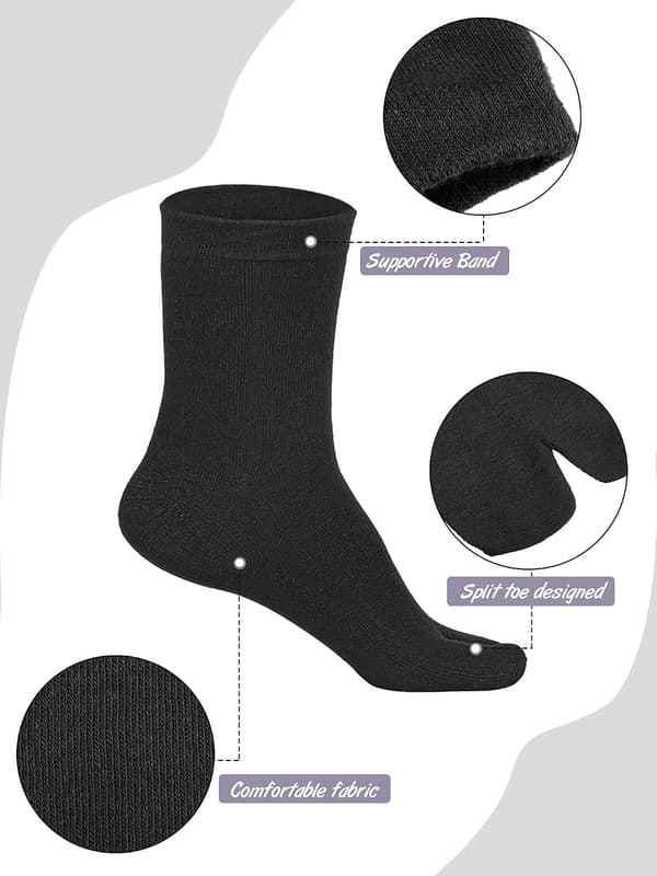 9 par flip-flop-sokker Tabi Split Toe for menn og kvinner (svart)