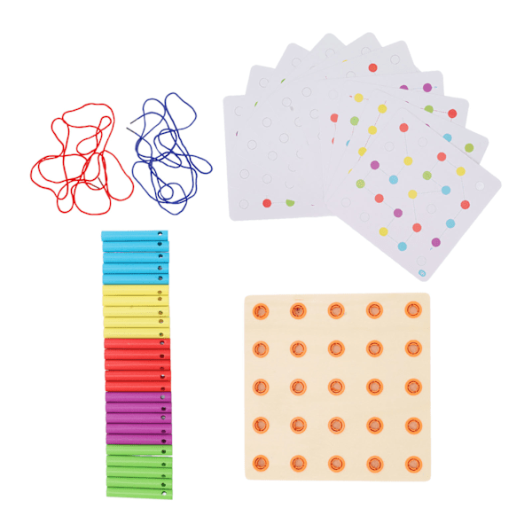 Træ Geoboard: Hånd-øje-koordination og sensorisk træning legetøj til børn 36+ måneder - Sikker træ matematisk array blok