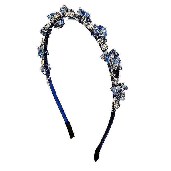 Kristallihiuspanta Naisten koristeellinen tekojalokivihiusnauha Quartz Hair Tiara Princess Helmet Pääpanta Sininen