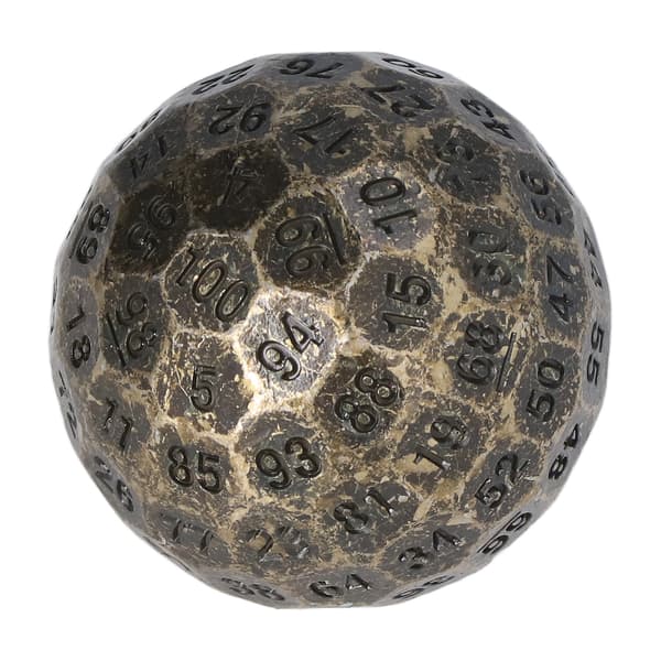 Polyhedral Metalterninger Udsøgte Tunge 100-sidede Rollespilsterninger til Bordspil 2 tommer Diameter Messing