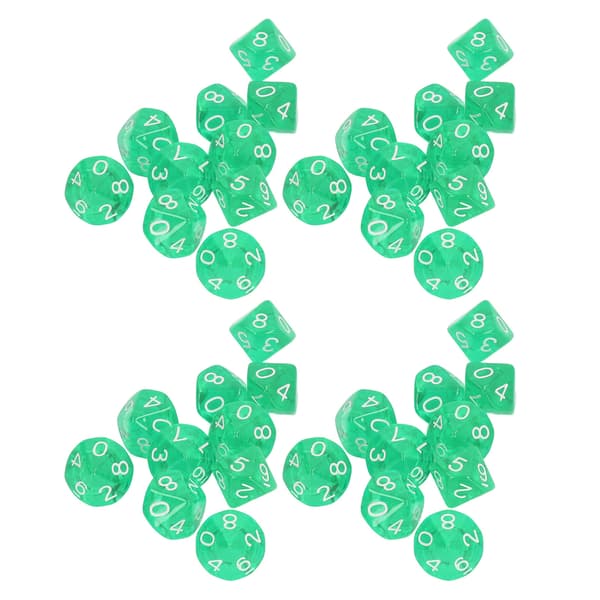 40 stk tallterninger 10 sider plast polyedriske terninger Sett for brettspill Undervisning Underholdning Grønn