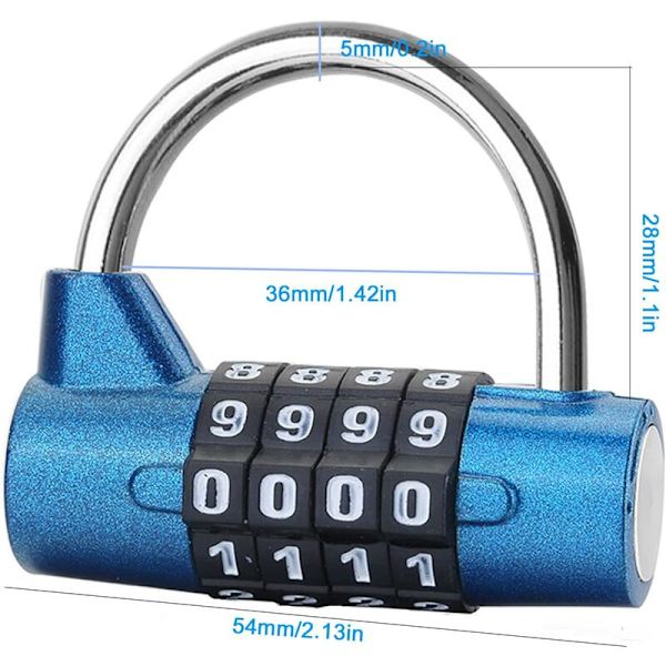 Numeroiden yhdistelmäriippulukko, kuntosalin kaapin lukko, nollattava Heavy Duty -lukko, 54 mm/2,13", ruosteenkestävä nollattava Padlo