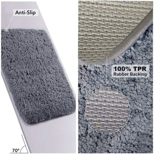 Förtjockad golvmatta Hög plysch matta för hemmet (50 * 80 cm grå)，För toaletter, toaletter etc.