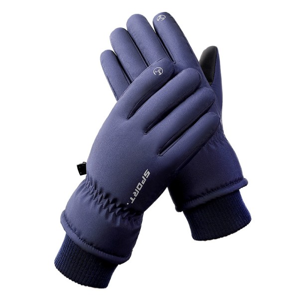 Skihandsker mænd og kvinder udendørs berøringsskærm varm plus fløjl tykke skridsikre vandtætte handsker HX-102 mænd blå
