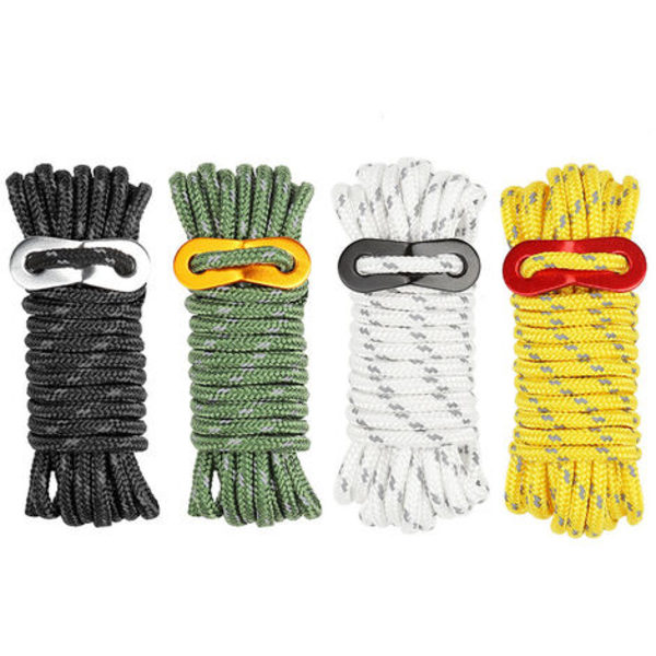 4 stk fiskemagnetreb med karabinhage - flettet rebdiameter - multifunktionelt reb af høj trækstyrke i nylon, kraftigt holdbart
