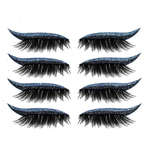 4 par genanvendelige glitter eyelinerstickers Blue