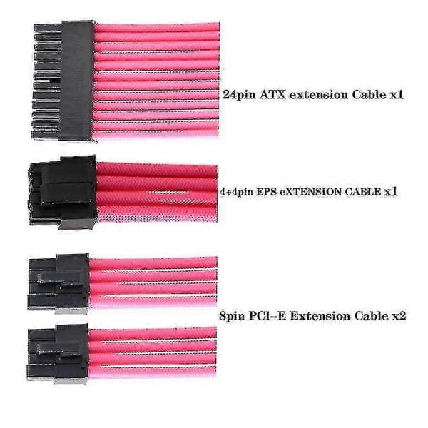 1 uppsättning Psu förlängningskabelsats 30 cm Atx24-stift Pci-e8-stift Cpu8-stift strömkabel bättre med