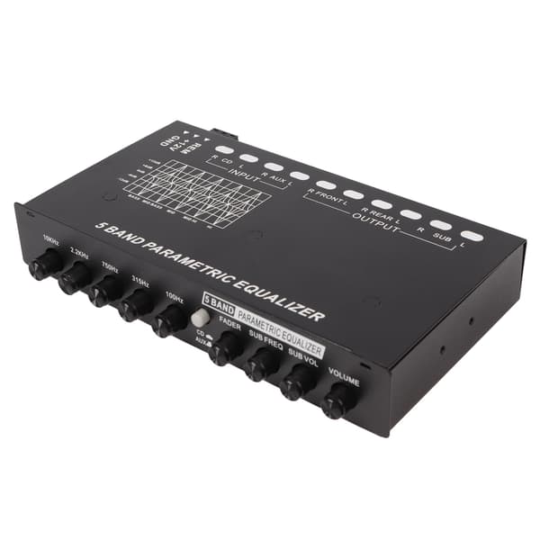 Bilstereo 5-bånds grafisk equalizer justerbar tuning EQ crossover-forsterker