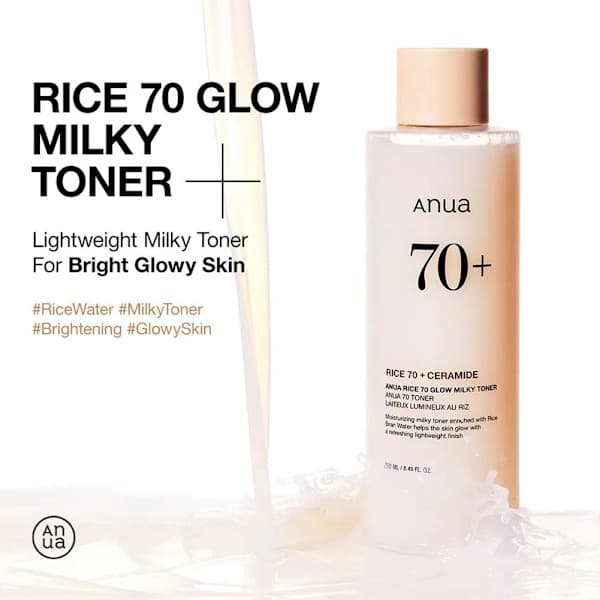 [ANUA] Rice 70 Glow Milky Toner - 250ml - Britisk selger 2025[ht]