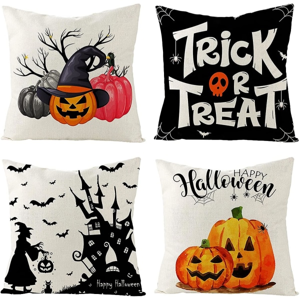 4 stk Halloween gresskar putetrekk for sovesofa bil