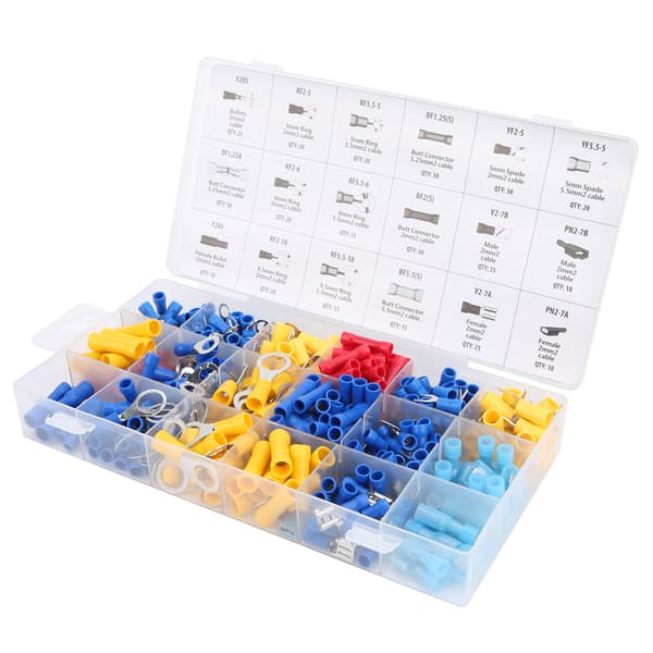 360PCS Universal Messing Gaffel Terminal Elektrisk Stik Sortimentssæt Bilreparationssæt
