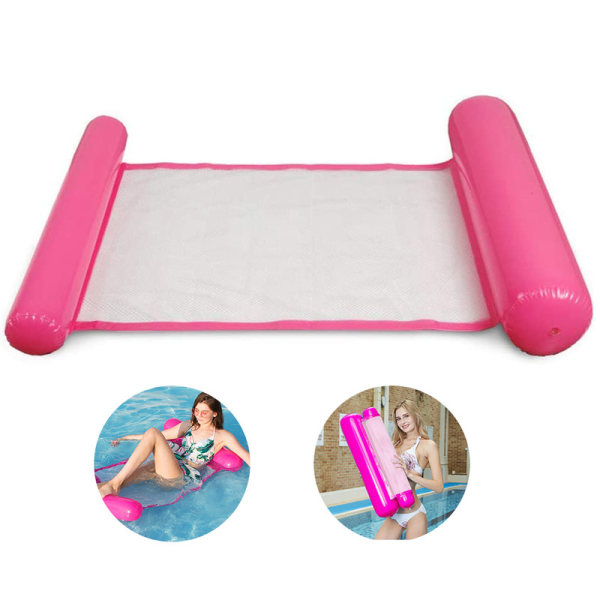 Oppustelig vandhængekøje sammenfoldelig bærbar vandrafting seng strand lege pink