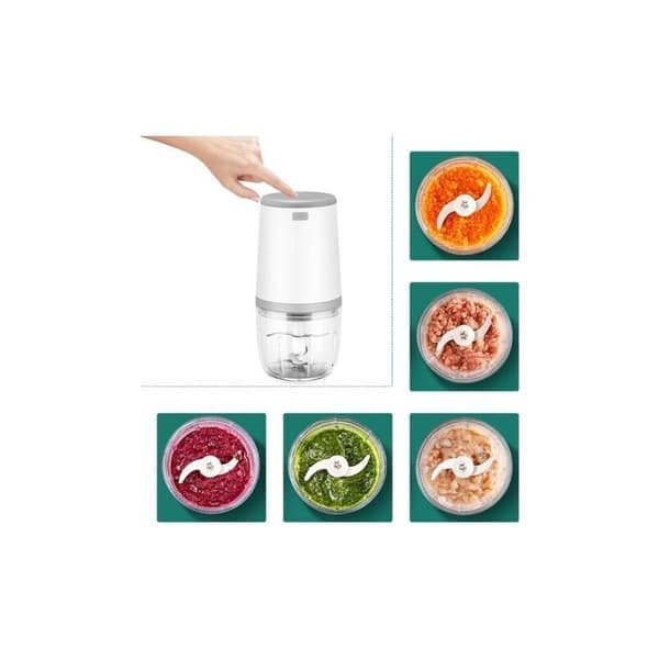 Minibabyblender, minimatberedare, 300 ml babyblender, mini elektrisk hackare, minimatberedare med USB-laddning