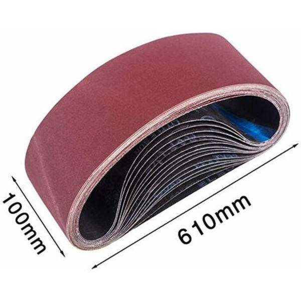 Slibebånd 100 x 610 mm, blandede slibebånd (3x 150 korn) til båndsliber（10 stykker）