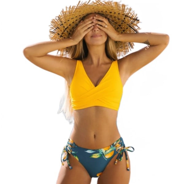 Kvinders badedragt Front Cross Lace Up To-delt badedragt L