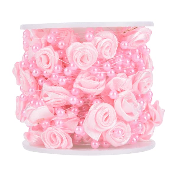 Rose Perleperler Garland String DIY Bryllupsdekorasjon 10m Rosa