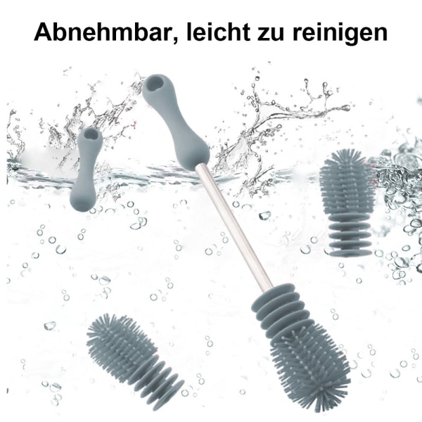 Flaskerengjøringsflaskebørste silikonbørste med langt håndtak 27 Grey