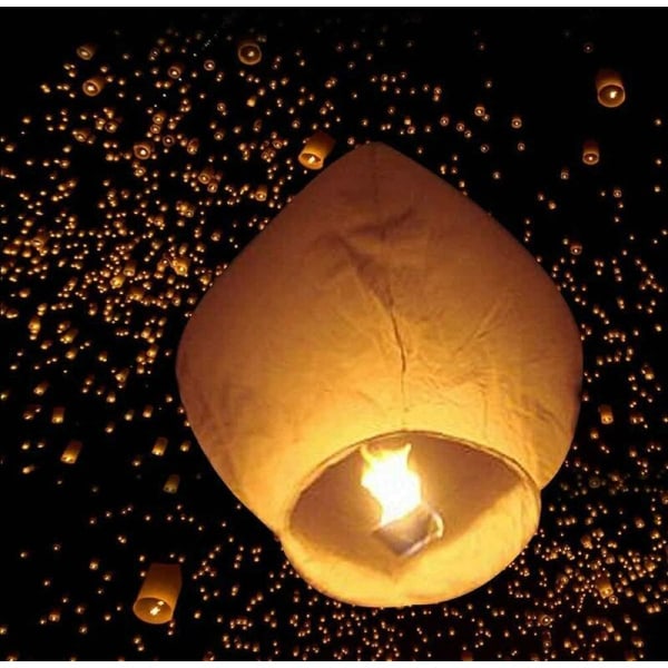 Ønske Dekorativ Lampe Hvid Oval Flammehæmmende Reb Kongming Lampe (10 Lamper),