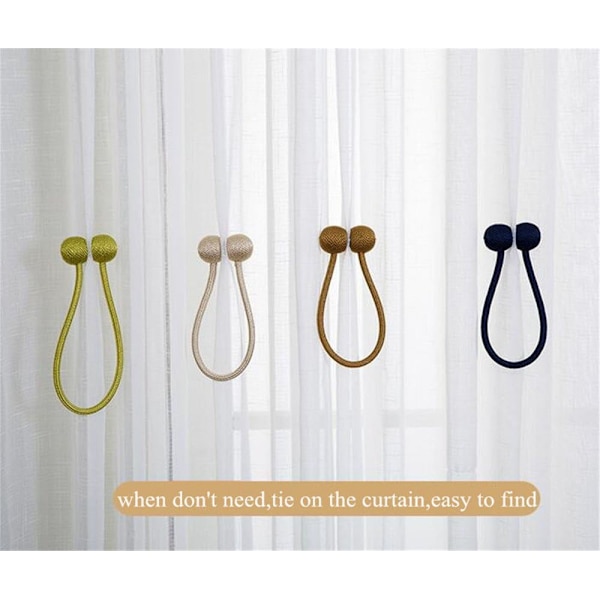 4 tiebacks med magneter, klämma för att hålla dina gardiner eller draperier, för hem, kontor, dekoration - beige