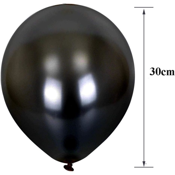 Sorte heliumballonger, Ø 30 cm svarte lateksballonger til bursdags bryllup, konfirmasjonsfest, 100 stk.
