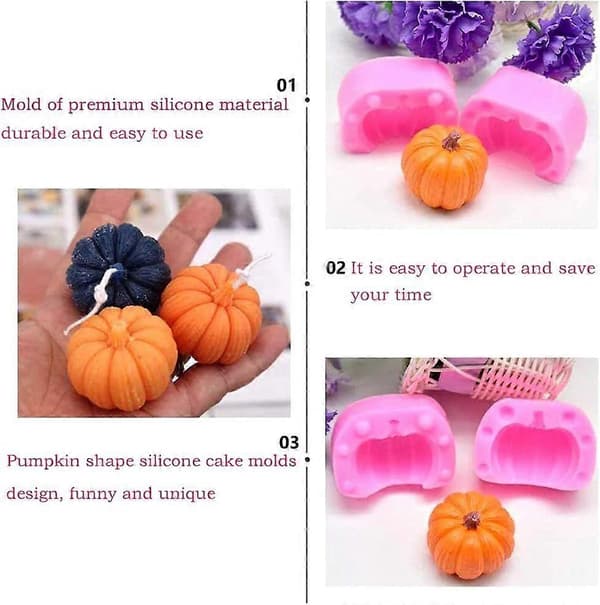 Par græskar silikoneforme, 3D Halloween græskar silikone fudgeforme, mini græskar silikoneforme