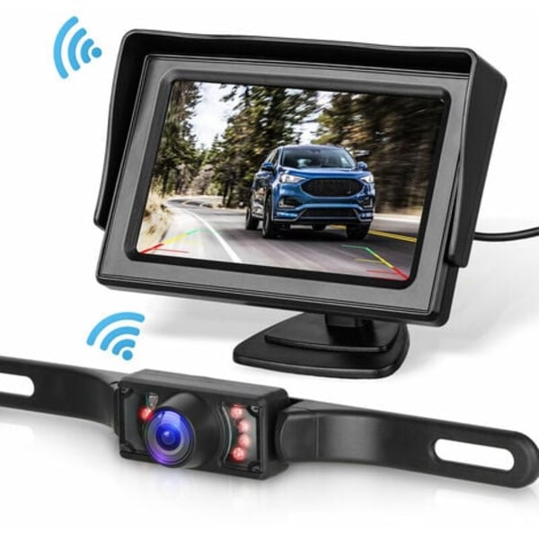 Trådløst backup-kamerasystemsæt til bil/lastbil/van/afhentning/autocamper 4.3`` skærm bagfra backup-system