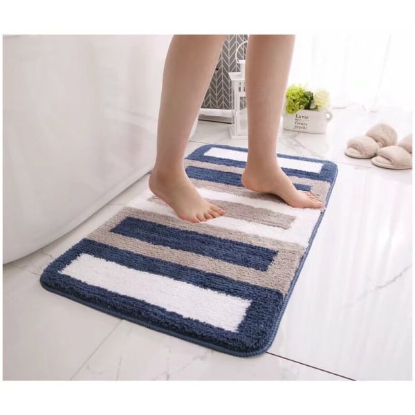 Simple life - blå, 40*60 cm badeværelse skridsikker måtte absorberende fodmåtte badeværelse badekar