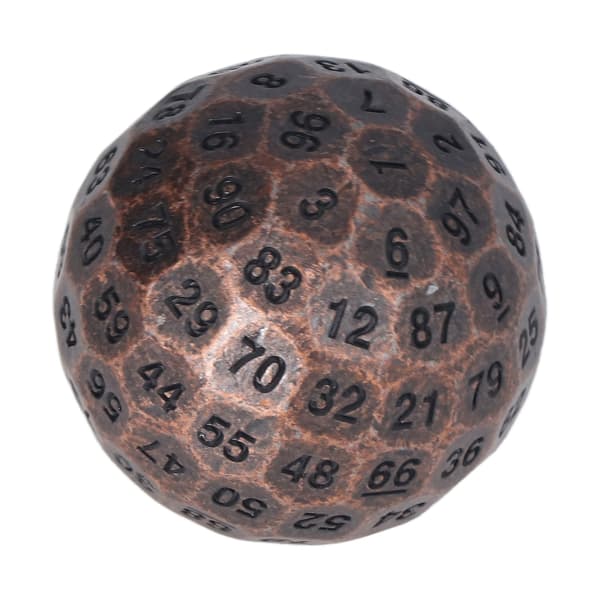 Polyhedral metalterninger udsøgte tunge 100-sidede rollespilsterniger til bordspil 2 tommer diameter rød kobber