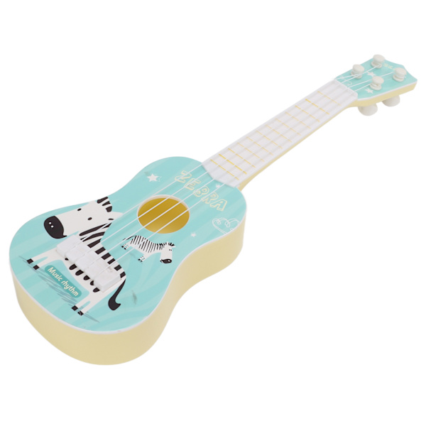 Blå Plast Ukulele Leksaksgitarr 4 Strängar Musikinstrument för Barn