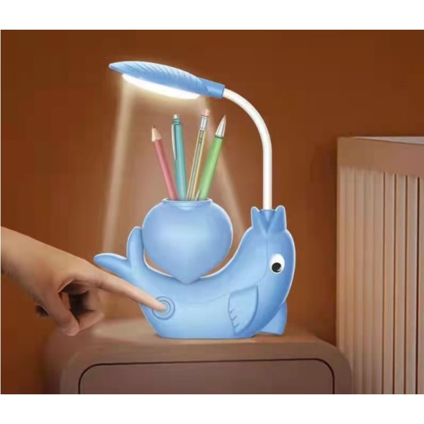 Tegneserie Creative Ladestationslampe Student Barn LED Skrivebordslampe Lærende Bordlampe Blå