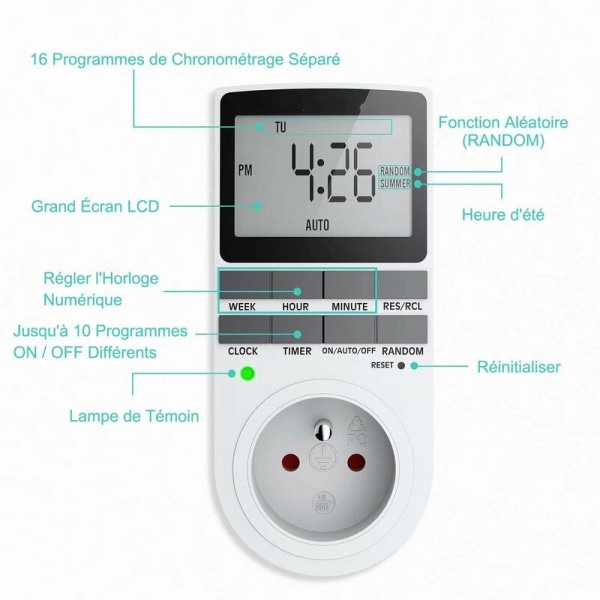 Europæisk standard storskærm timer digital programmerbar udgang, ugentlig digital timer med LCD display Velegnet til ind