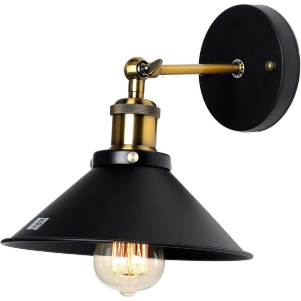 220 mm svart 220 mm dekning 2 stykker retro vegglampe Liten amerikansk industristil innendørs sengekant trapp Gangvegg Scon