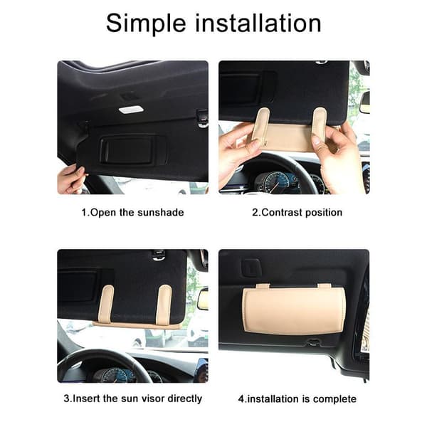 Bil Solbrilleholder Organizer Boks Svart Universal Passform for Kvinner Menn