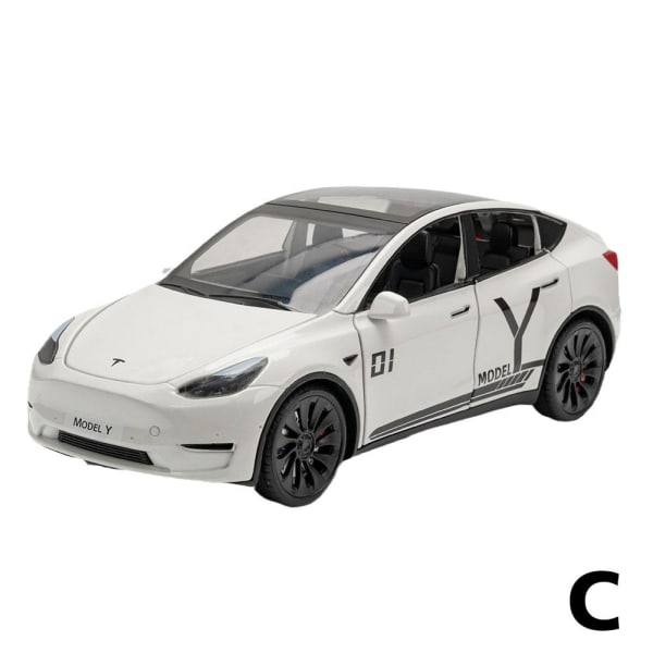 Tesla Model Y -metalliseos Die Cast Toy Car Model Y Sound & Light T white