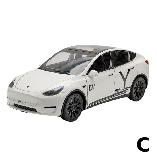 Til Tesla Model Y Alloy Die Cast Legetøjsbil Model Y Sound & Light T white