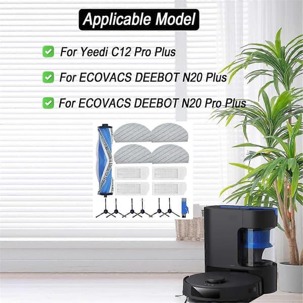 【HT】Tilbehør til ECOVACS DEEBOT N20 Plus robotstøvsuger Hovedsidebørste Hepa-filtre Moppeputer Erstatning