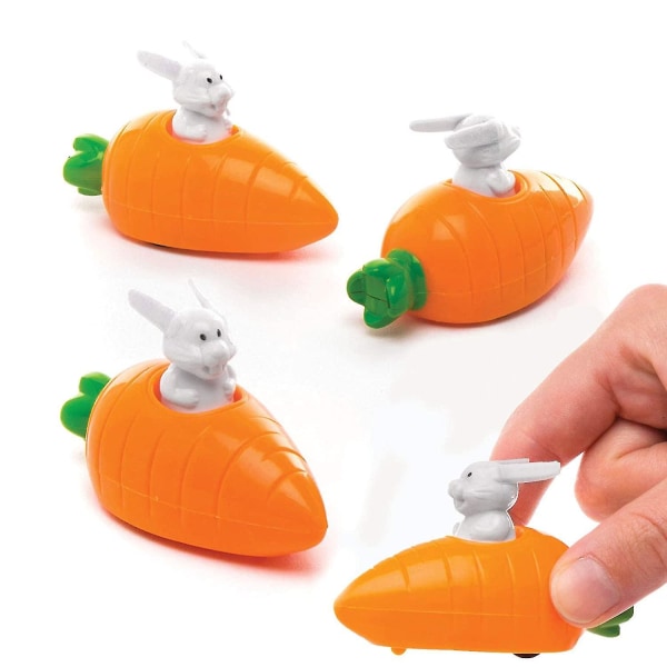 Aw271 Bunny Carrot Pull Back Racers (pakke med 4) Til børn påskefest taskefyld eller gaveideer
